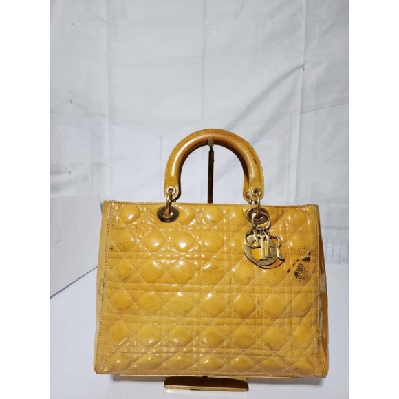 Authentic Christian Dior Cannage Lady Dior Patent Leather Tote Bag - Picture 5 of 15